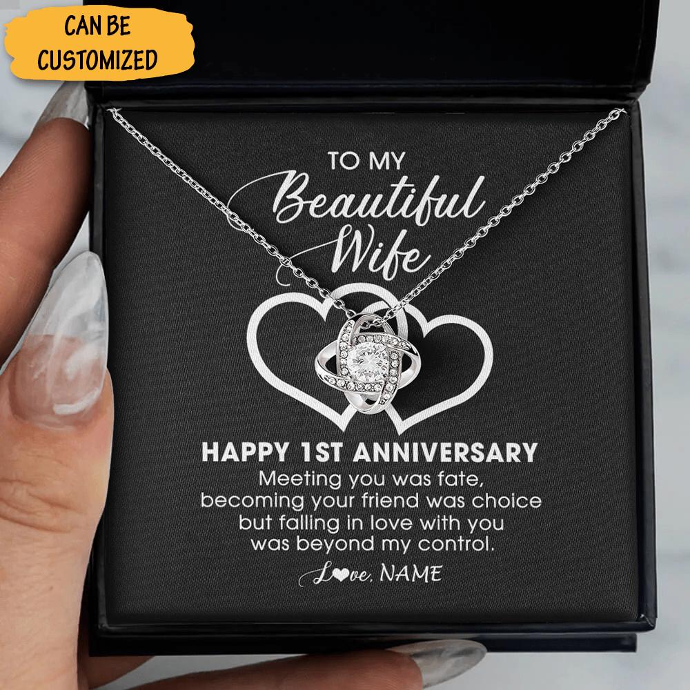 Personalized Happy 1St Years Anniversary Love Knot Necklace To My Wife Necklace First Year Wedding Anniversary Gift 1 Personalized Happy 1St Years Anniversary Love Knot Necklace To My Wife Necklace First Year Wedding Anniversary Gift