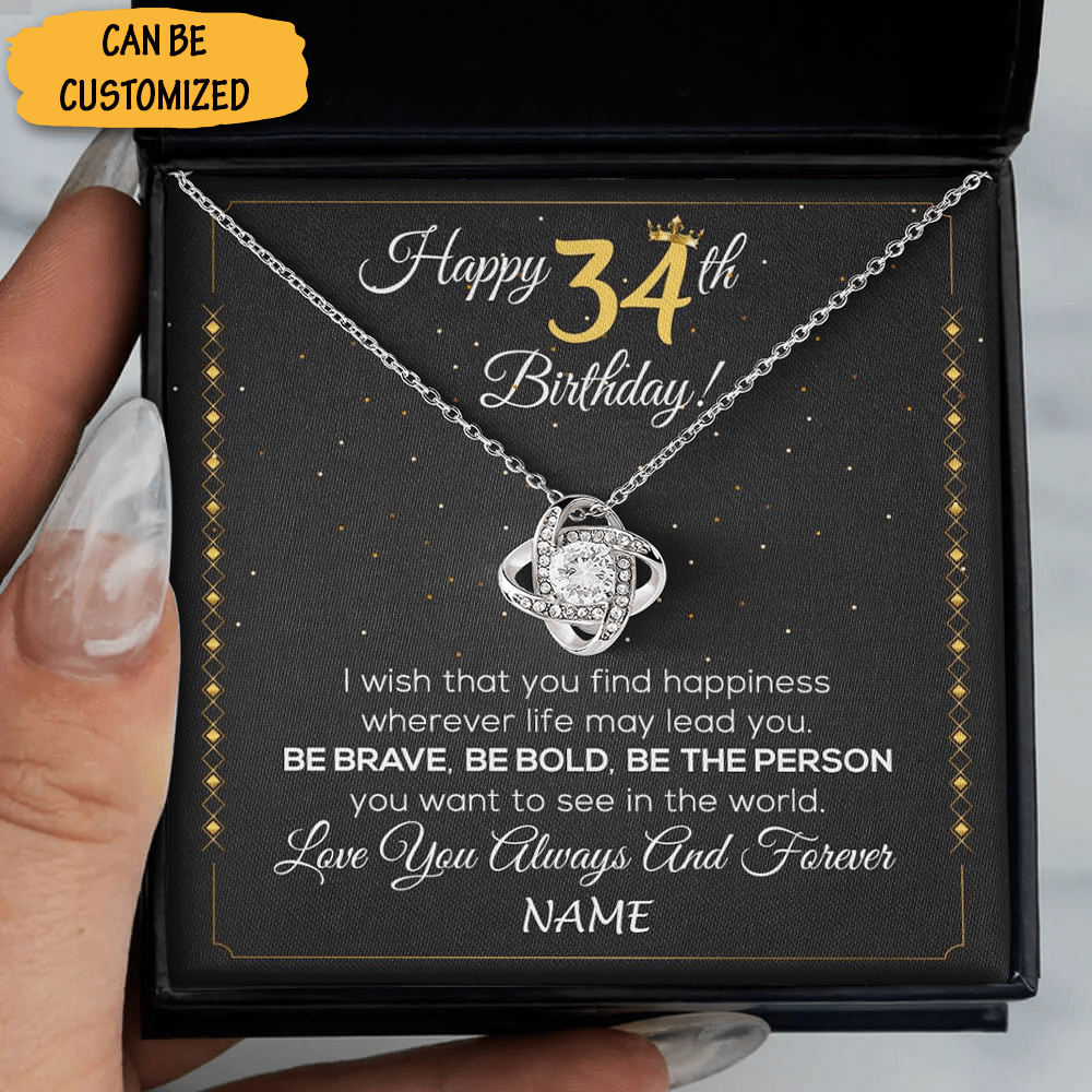 Personalized Happy 34Th Birthday Necklace Silver Love Knot Necklace 34Th Birthday Gift Ideas For Her 1 Personalized Happy 34Th Birthday Necklace Silver Love Knot Necklace 34Th Birthday Gift Ideas For Her