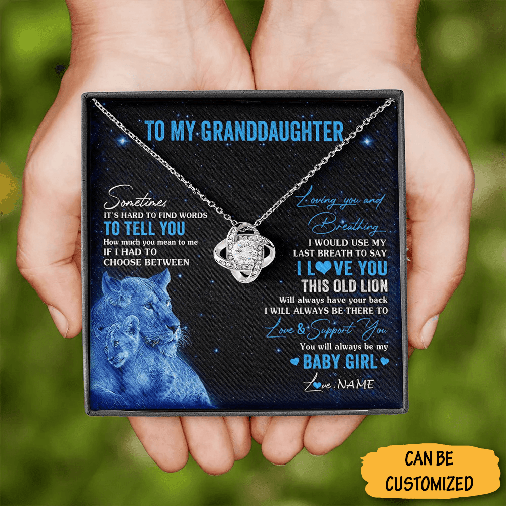 Personalized Lion To My Granddaughter Necklace From Grandpa Love Knot Necklace Love Message Keepsakes 1 Personalized Lion To My Granddaughter Necklace From Grandpa Love Knot Necklace Love Message Keepsakes