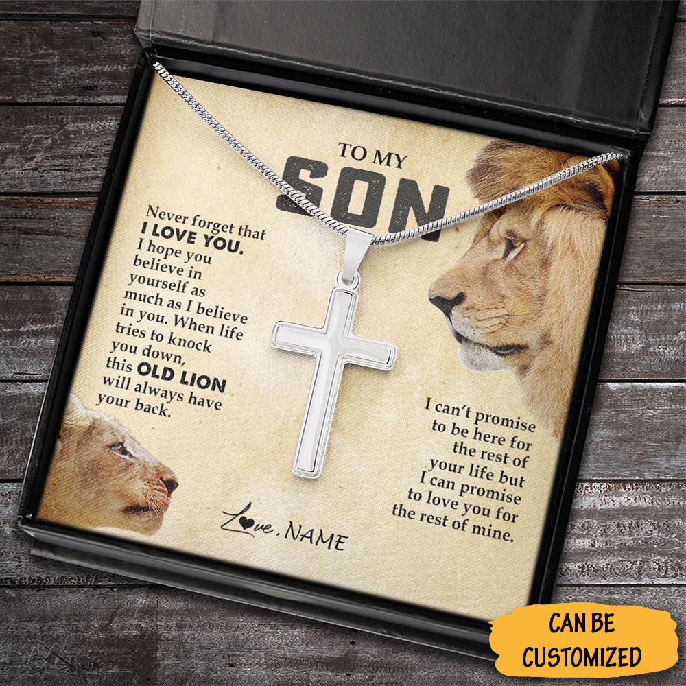 Personalized Lion To My Son Cross Necklace Mens Silver Cross Pendant Chain Father Son Christmas Gifts 1 Personalized Lion To My Son Cross Necklace Mens Silver Cross Pendant Chain Father Son Christmas Gifts
