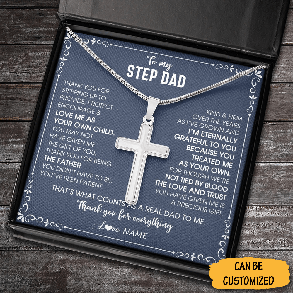 Personalized Stepped Up Dad Necklace Mens Silver Cross Necklace Chain Dad That Stepped Up Gifts 1 Personalized Stepped Up Dad Necklace Mens Silver Cross Necklace Chain Dad That Stepped Up Gifts