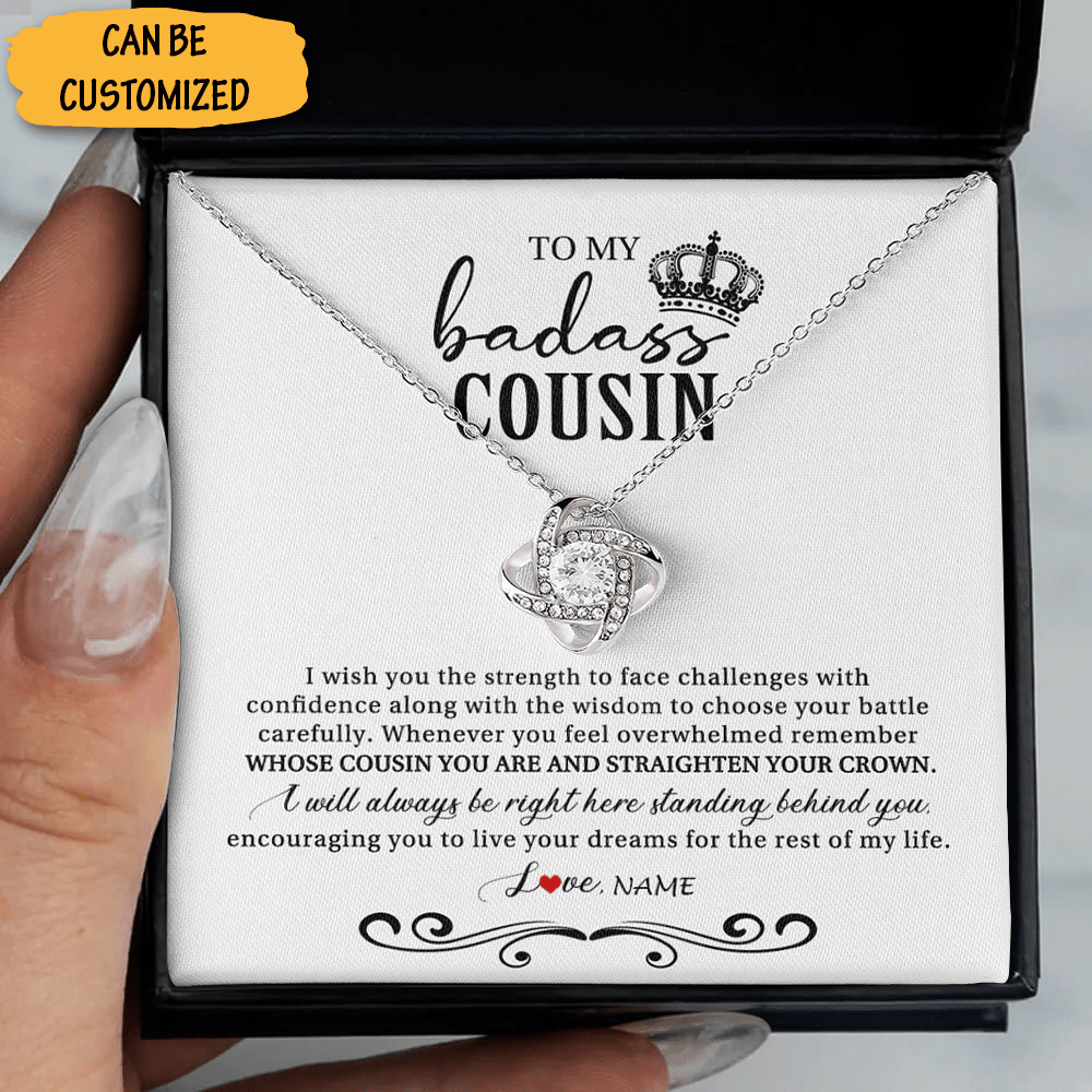 Personalized To My Badass Cousin Necklace Silver Love Knot Necklace Birthday Gift Ideas For Female Cousin 1 1 Personalized To My Badass Cousin Necklace Silver Love Knot Necklace Birthday Gift Ideas For Female Cousin 1