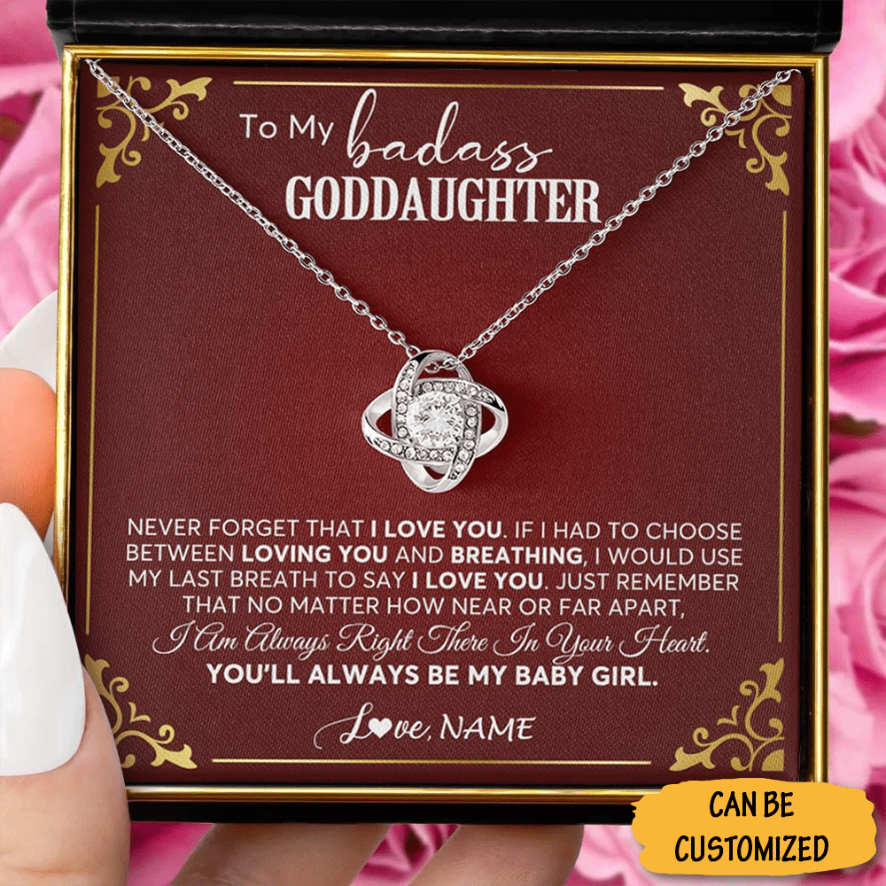 Personalized To My Badass Goddaughter Necklace Love Knot Silver Necklace Goddaughter Keepsake Gifts 1 Personalized To My Badass Goddaughter Necklace Love Knot Silver Necklace Goddaughter Keepsake Gifts