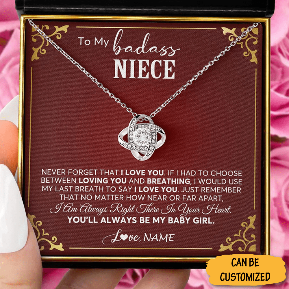 Personalized To My Badass Niece Necklace Sterling Silver Love Knot Necklace Meaningful Gifts For Niece 1 1 Personalized To My Badass Niece Necklace Sterling Silver Love Knot Necklace Meaningful Gifts For Niece 1