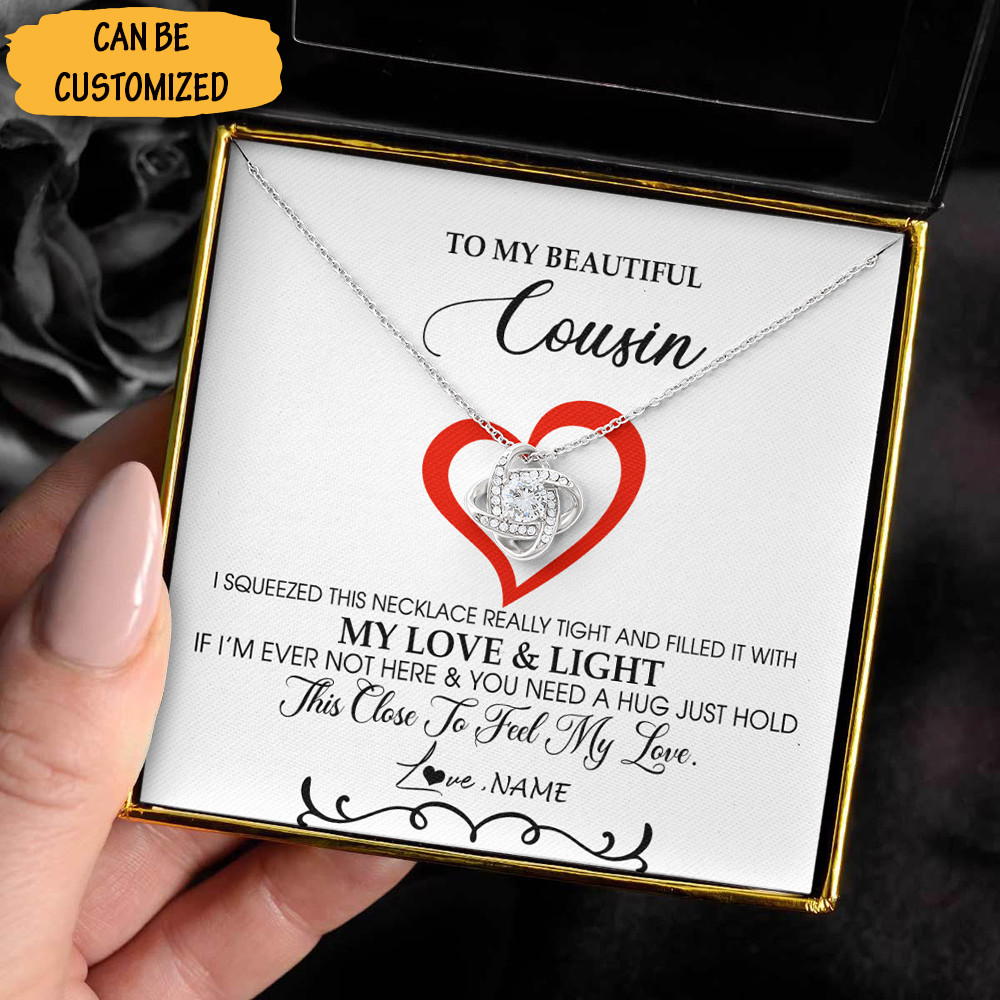 Personalized To My Beautiful Cousin Necklace Love Knot Silver Necklace Birthday Gift Ideas For Cousin Sister 1 1 Personalized To My Beautiful Cousin Necklace Love Knot Silver Necklace Birthday Gift Ideas For Cousin Sister 1
