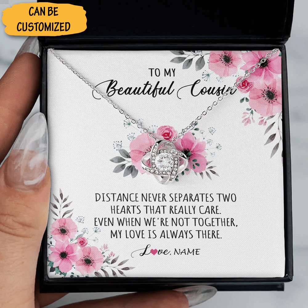 Personalized To My Beautiful Cousin Necklace Silver Love Knot Necklace Birthday Gift For Female Cousin 1 Personalized To My Beautiful Cousin Necklace Silver Love Knot Necklace Birthday Gift For Female Cousin