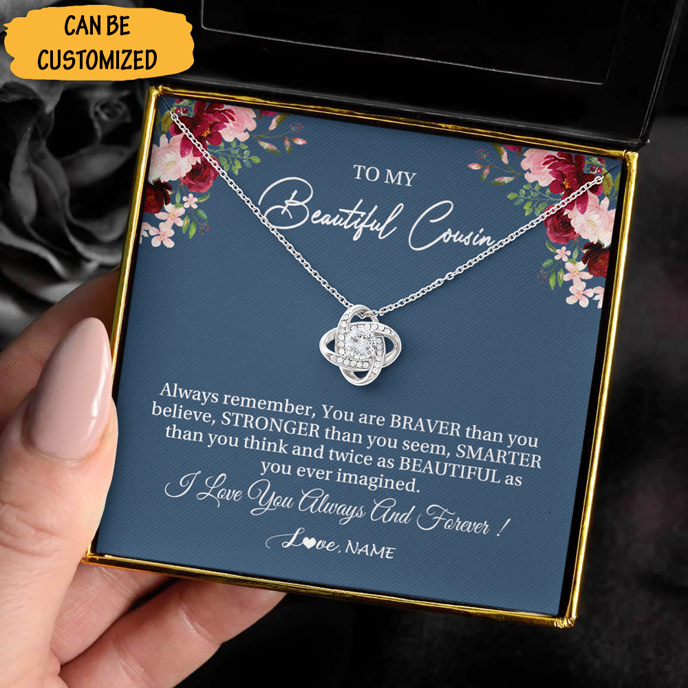 Personalized To My Beautiful Cousin Necklace Sterling Silver Love Knot Pendant Best Cousin Necklace 1 Personalized To My Beautiful Cousin Necklace Sterling Silver Love Knot Pendant Best Cousin Necklace
