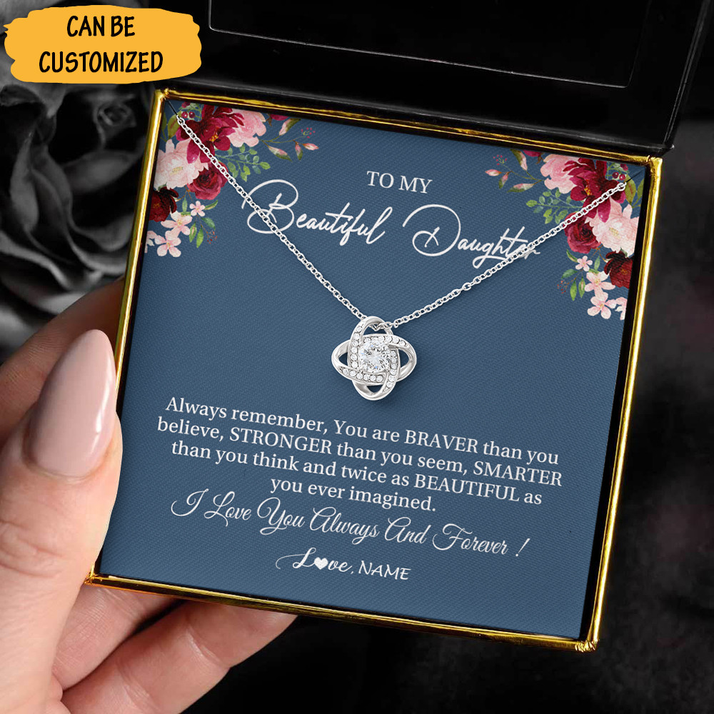 Personalized To My Beautiful Daughter Necklace Love Knot Silver Necklace Meaningful Gifts For Daughter 1 1 Personalized To My Beautiful Daughter Necklace Love Knot Silver Necklace Meaningful Gifts For Daughter 1