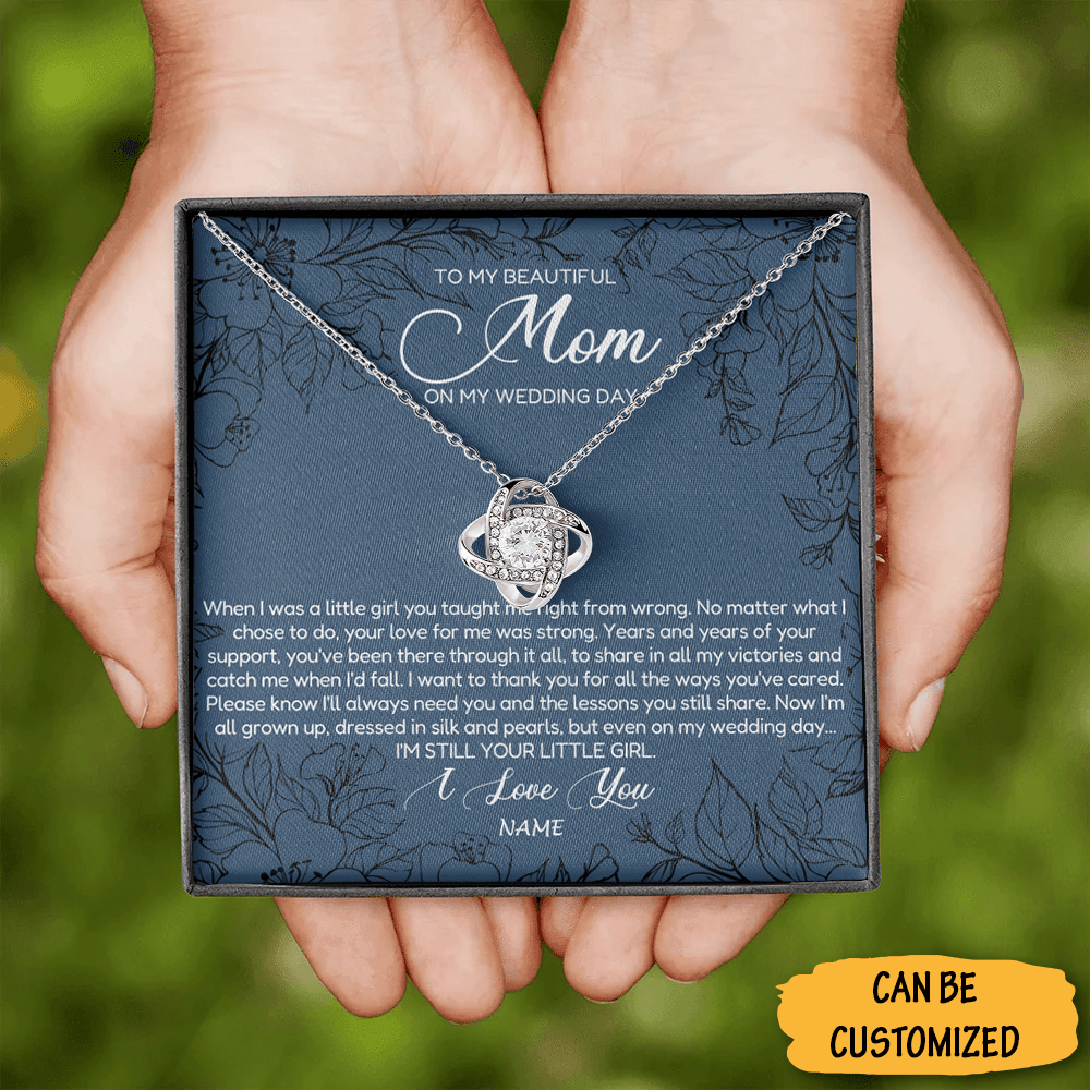 Personalized To My Beautiful Mom On My Wedding Love Knot Necklace Gift From Mother To Daughter On Wedding Day 1 Personalized To My Beautiful Mom On My Wedding Love Knot Necklace Gift From Mother To Daughter On Wedding Day