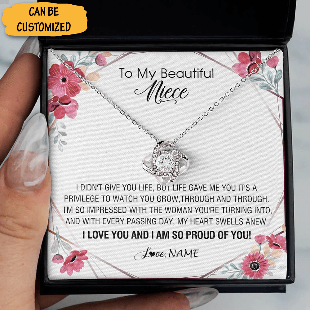 Personalized To My Beautiful Niece Necklace Love Knot Silver Necklace Special Niece Gifts Christmas Ideas 1 Personalized To My Beautiful Niece Necklace Love Knot Silver Necklace Special Niece Gifts Christmas Ideas