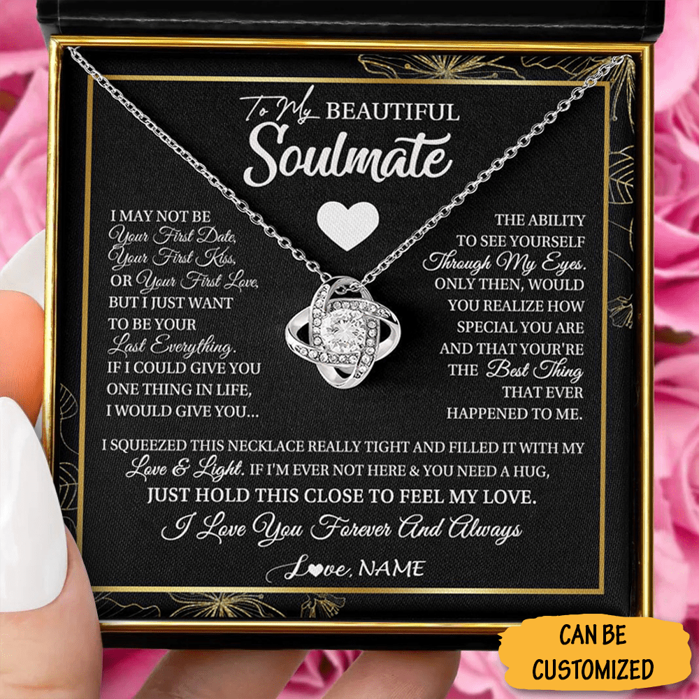 Personalized To My Beautiful Soulmate Necklace Forever Love Knot Necklace Messages Best Gift For Your Soulmate 1 Personalized To My Beautiful Soulmate Necklace Forever Love Knot Necklace Messages Best Gift For Your Soulmate