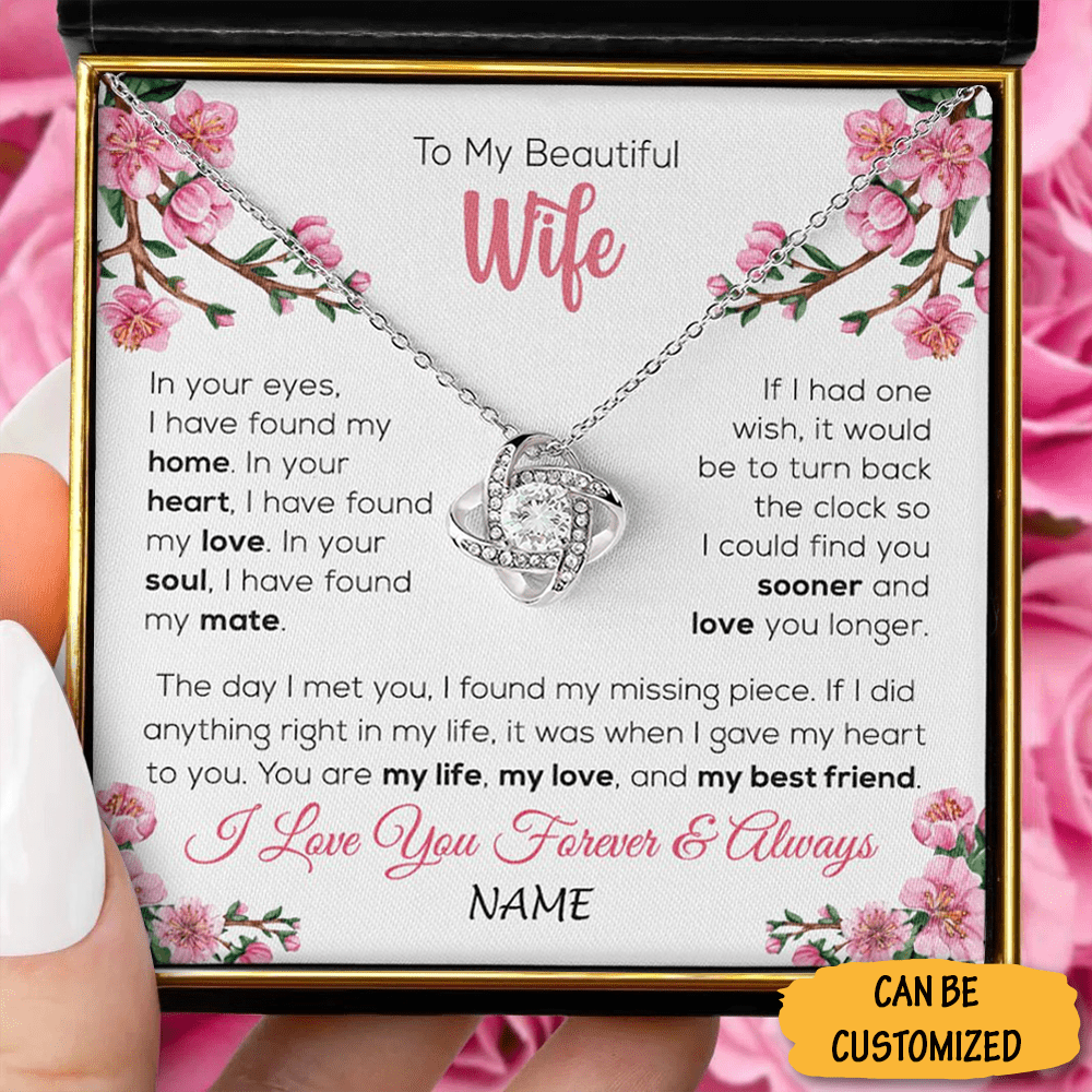 Personalized To My Beautiful Wife Necklace Silver Love Knot Necklace With Message Card Romantic Gift For Wife 1 1 Personalized To My Beautiful Wife Necklace Silver Love Knot Necklace With Message Card Romantic Gift For Wife 1