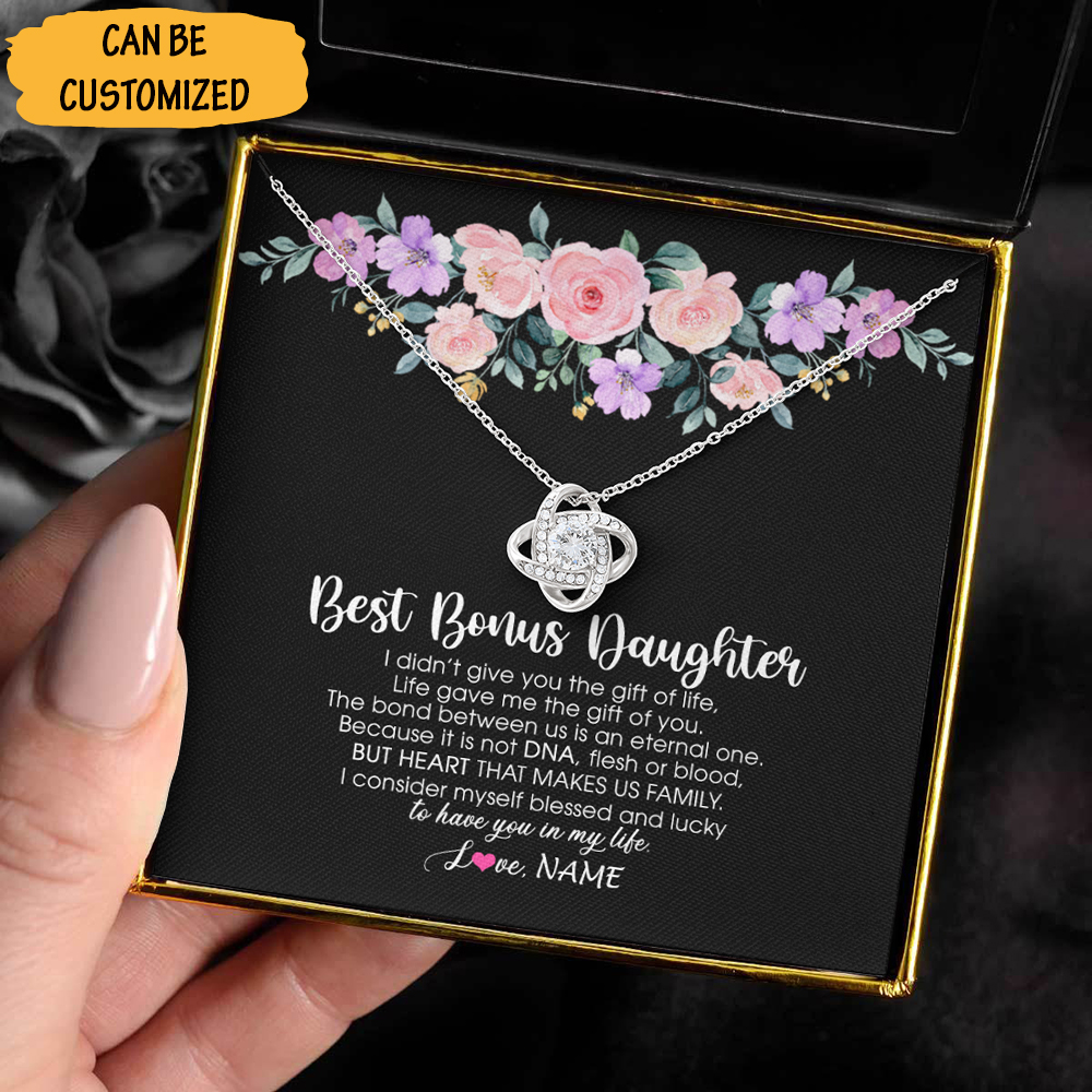Personalized To My Bonus Daughter Necklace Sterling Silver Love Knot Pendant Bonus Daughter Gifts From Step Dad 1 Personalized To My Bonus Daughter Necklace Sterling Silver Love Knot Pendant Bonus Daughter Gifts From Step Dad