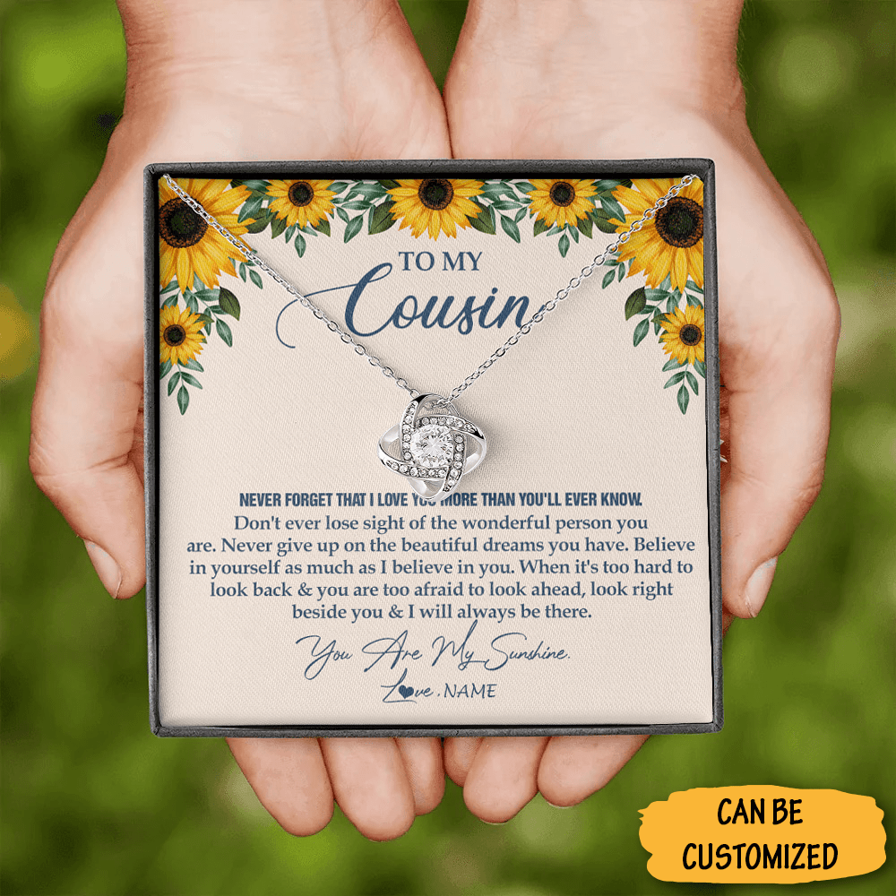 Personalized To My Cousin Necklace Sterling Silver Love Knot Pendant Necklace Cousin Gifts For Her 1 Personalized To My Cousin Necklace Sterling Silver Love Knot Pendant Necklace Cousin Gifts For Her