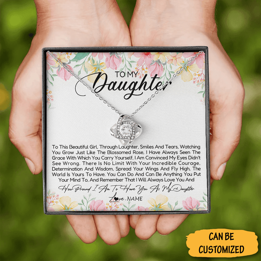 Personalized To My Daughter Necklace Sterling Silver Love Knot Pendant Necklace Sentimental Gifts For Daughter 1 1 Personalized To My Daughter Necklace Sterling Silver Love Knot Pendant Necklace Sentimental Gifts For Daughter 1
