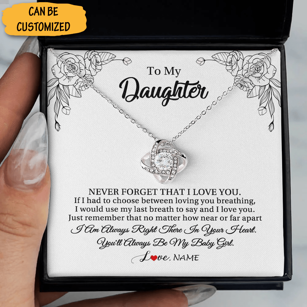 Personalized To My Daughter Never Forget That I Love You Necklace Silver Love Knot Necklace Sentimental Gifts 1 1 Personalized To My Daughter Never Forget That I Love You Necklace Silver Love Knot Necklace Sentimental Gifts 1