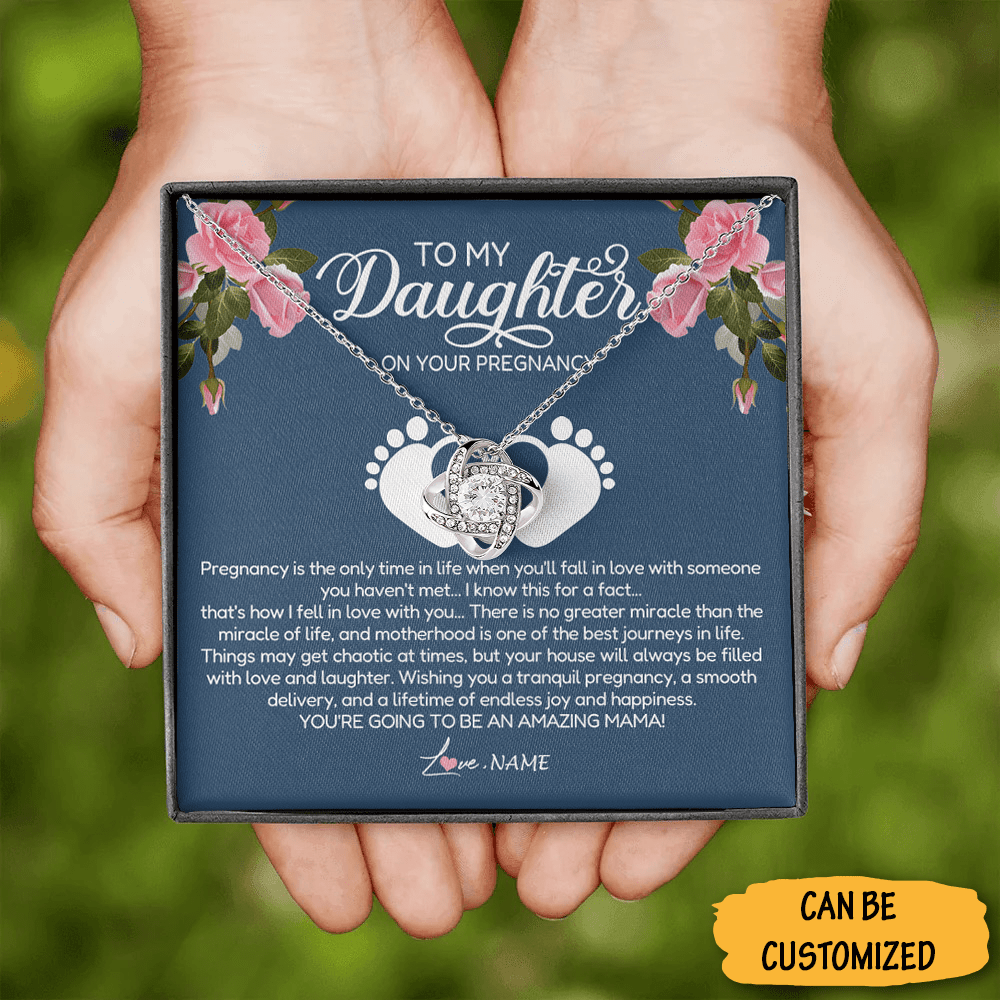 Personalized To My Daughter On Our Pregnancy Love Knot Necklace Pregnancy Gifts For First Time Moms 1 1 Personalized To My Daughter On Our Pregnancy Love Knot Necklace Pregnancy Gifts For First Time Moms 1