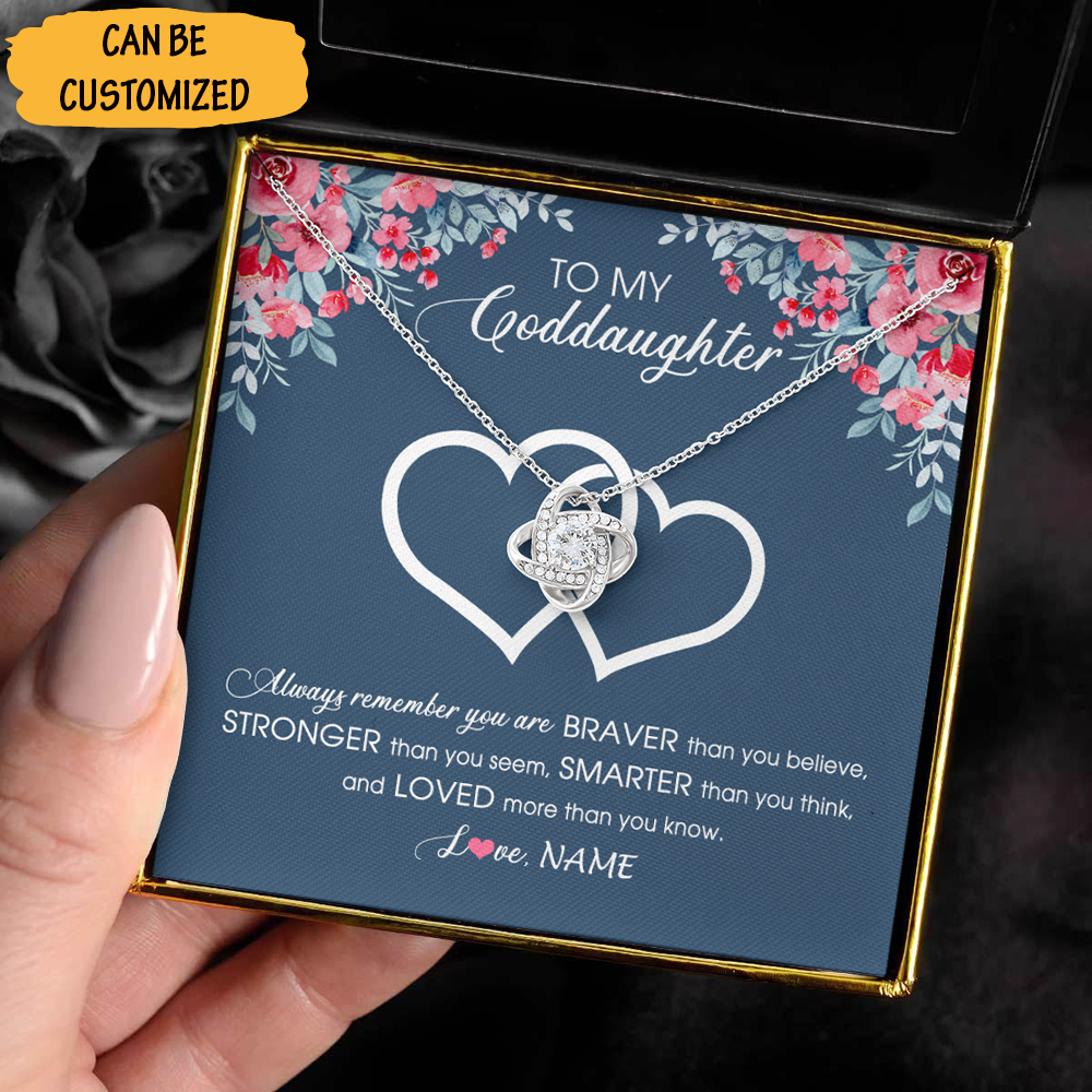 Personalized To My Goddaughter Necklace Sterling Silver Love Knot Pendant Goddaughter Necklace Box For Gift 1 Personalized To My Goddaughter Necklace Sterling Silver Love Knot Pendant Goddaughter Necklace Box For Gift