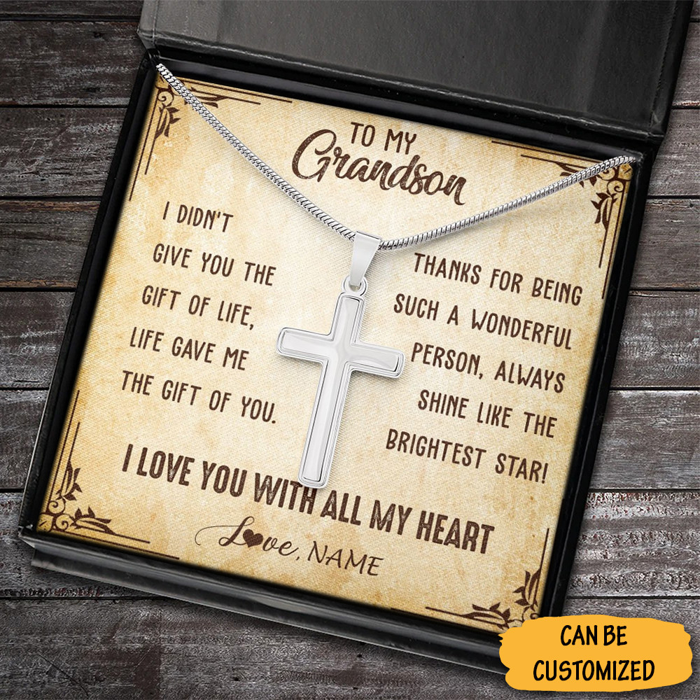 Personalized To My Grandson Cross Necklace Silver Cross Chain Unique Keepsake Gift For Grandson 1 Personalized To My Grandson Cross Necklace Silver Cross Chain Unique Keepsake Gift For Grandson
