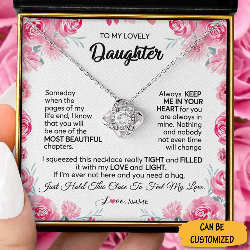 Personalized To My Lovely Daughter Necklace Sterling Silver Love Knot Necklace A Gift To My Daughter 1 Personalized To My Lovely Daughter Necklace Sterling Silver Love Knot Necklace A Gift To My Daughter