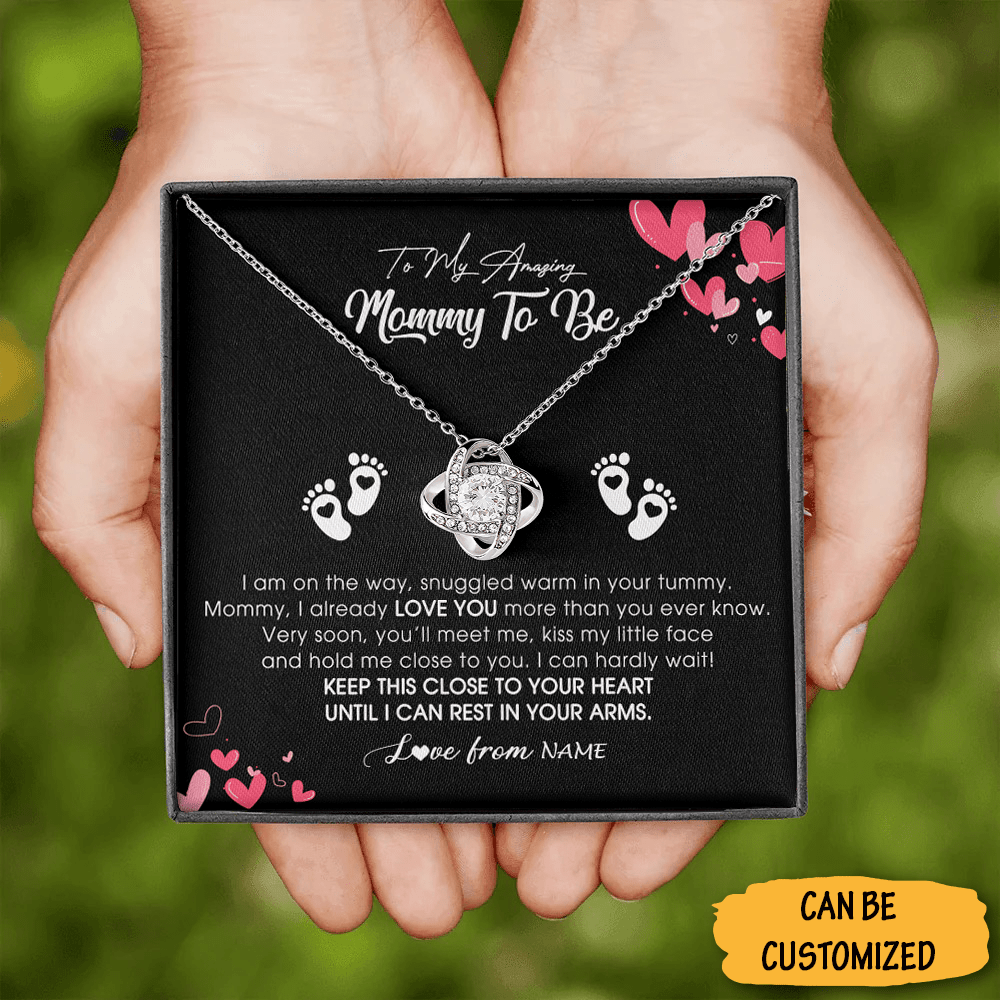 Personalized To My Mommy To Be Love Knot Necklace From Bump First Time Mom Necklace Love Knot Pendant 1 1 Personalized To My Mommy To Be Love Knot Necklace From Bump First Time Mom Necklace Love Knot Pendant 1