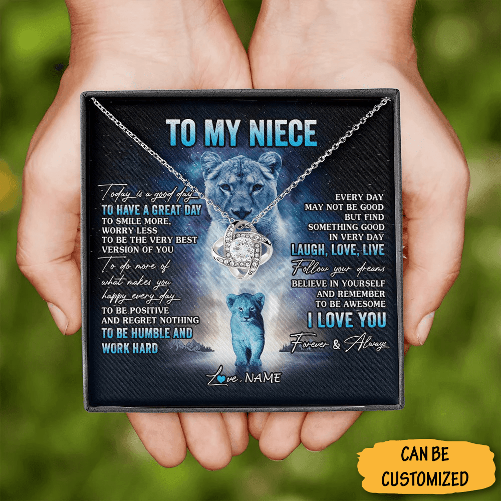 Personalized To My Niece Necklace Lion Love Knot Necklace With Message Card Cool Uncle Gifts For Niece 1 Personalized To My Niece Necklace Lion Love Knot Necklace With Message Card Cool Uncle Gifts For Niece