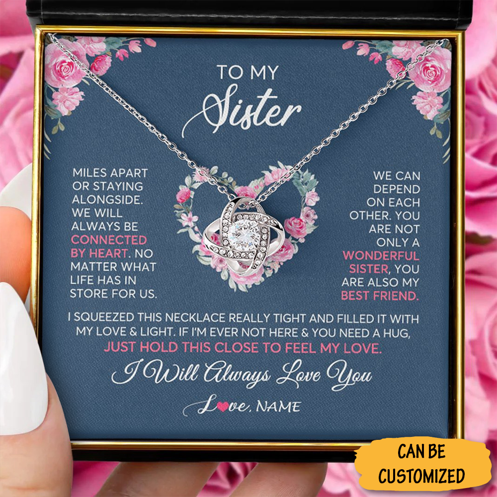 Personalized To My Sister Necklace With Meaningful Messages Love Knot Necklace Best Christmas Gift For Sister 1 1 Personalized To My Sister Necklace With Meaningful Messages Love Knot Necklace Best Christmas Gift For Sister 1