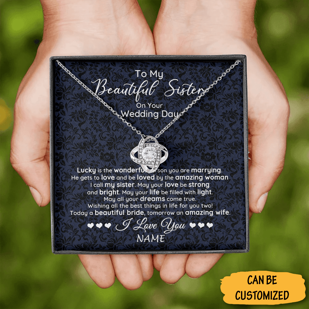 Personalized To My Sister On Your Wedding Necklace Silver Love Knot Necklace Best Gift For Sister Marriage 1 1 Personalized To My Sister On Your Wedding Necklace Silver Love Knot Necklace Best Gift For Sister Marriage 1