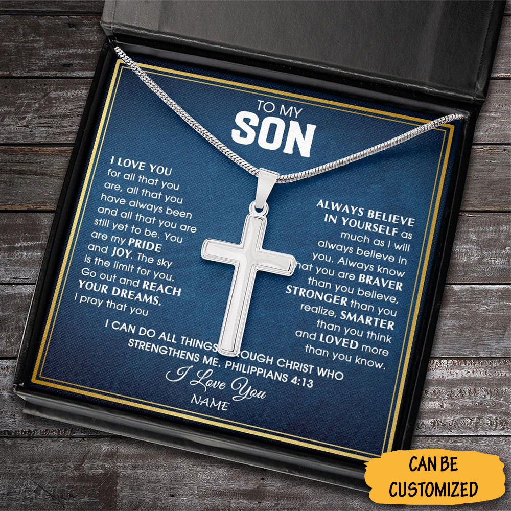 Personalized To My Son Cross Necklace Silver Christian Cross Necklace Best Gift For My Son On His Birthday 1 Personalized To My Son Cross Necklace Silver Christian Cross Necklace Best Gift For My Son On His Birthday