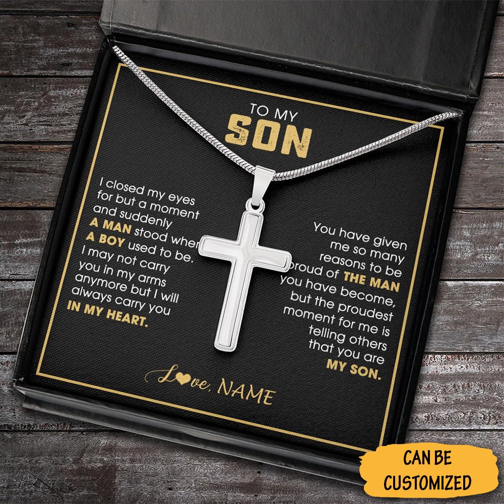Personalized To My Son Cross Necklace Sterling Silver Cross Chain Meaningful Gifts For Teenage Son 1 Personalized To My Son Cross Necklace Sterling Silver Cross Chain Meaningful Gifts For Teenage Son
