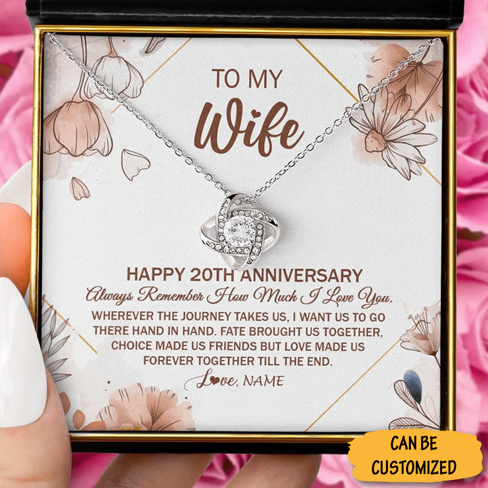 Personalized To My Wife Necklace Love Knot Silver Necklace 20 Year Wedding Anniversary Gift For Wife 1 Personalized To My Wife Necklace Love Knot Silver Necklace 20 Year Wedding Anniversary Gift For Wife