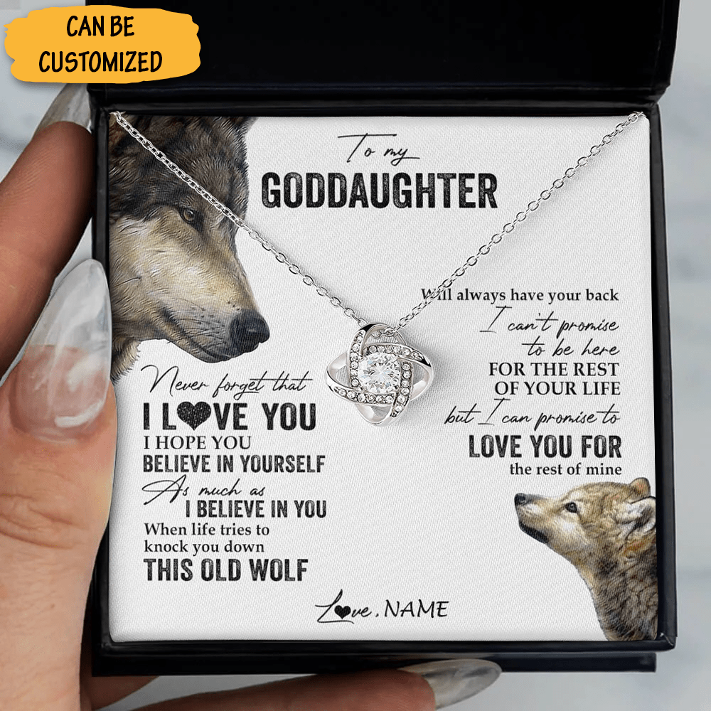 Personalized Wolf To My Goddaughter Necklace Love Knot Necklace Goddaughter Gift From Godfather 1 1 Personalized Wolf To My Goddaughter Necklace Love Knot Necklace Goddaughter Gift From Godfather 1