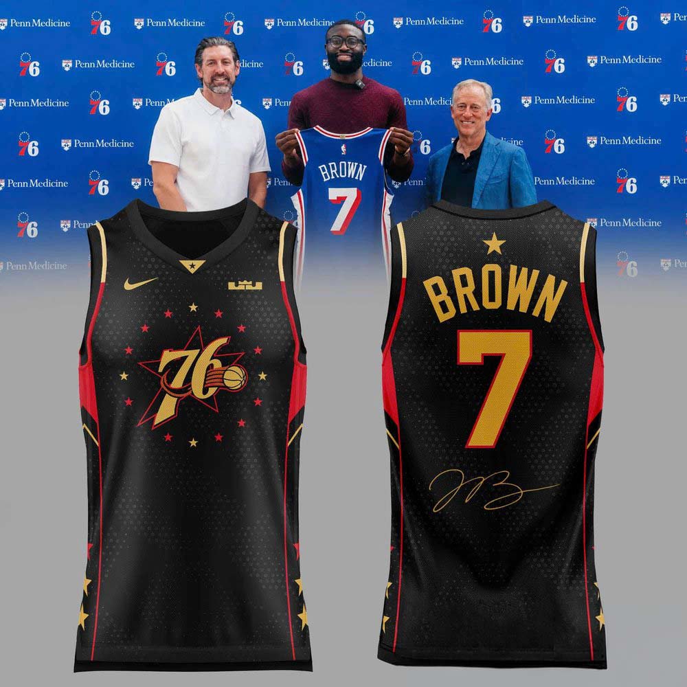 Philadelphia 76ers Jaylen Brown Signature Exclusive Black Jersey 1 - Unicasport Philadelphia 76ers Jaylen Brown Signature Exclusive Black Jersey