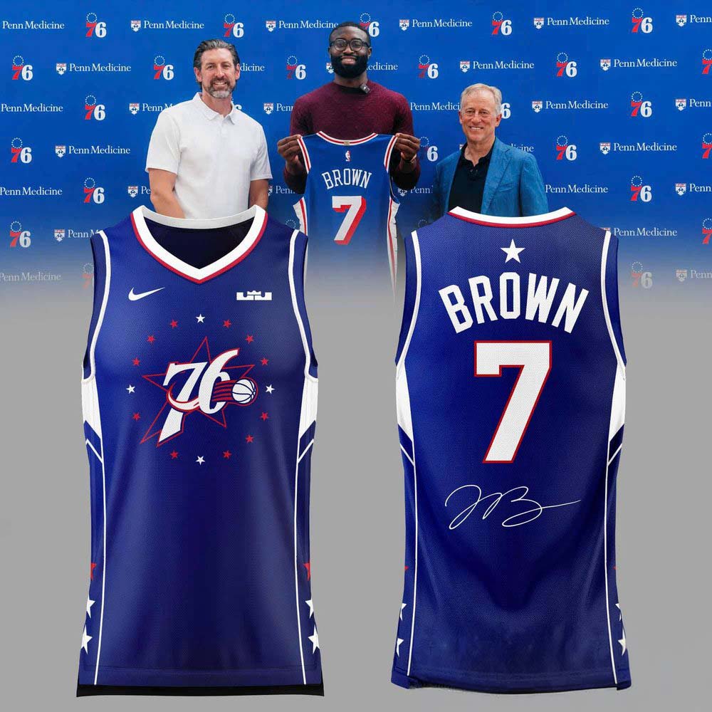 Philadelphia 76ers Jaylen Brown Signature Exclusive Blue Jersey 1 - Unicasport Philadelphia 76ers Jaylen Brown Signature Exclusive Blue Jersey