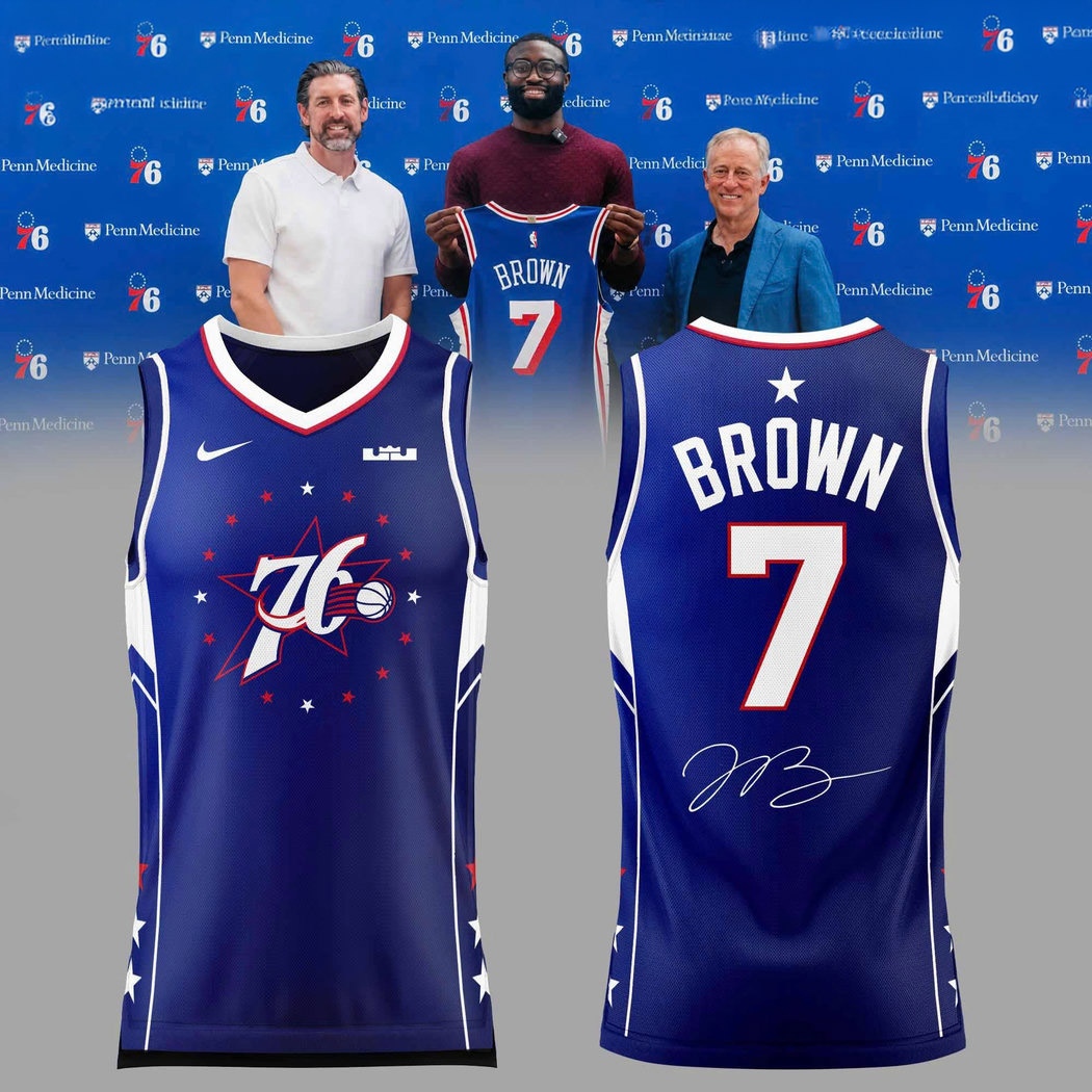 Exclusive Signature Jaylen Brown Philadelphia 76ers Blue Jersey Apparel 1 - Unicasport Exclusive Signature Jaylen Brown Philadelphia 76ers Blue Jersey Apparel