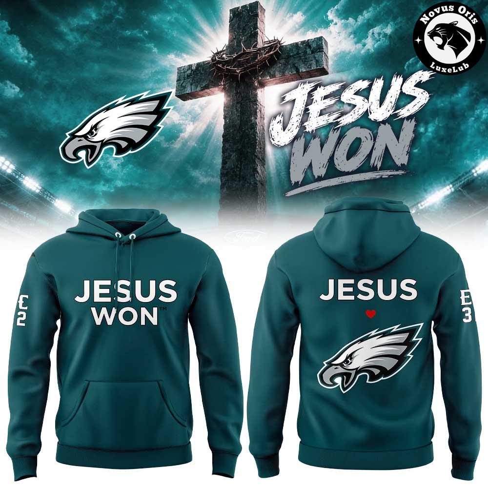 Philadelphia Eagles 2026 Jesus Won Limited Edition Pullover Hoodie 1 - Unicasport Philadelphia Eagles 2026 Jesus Won Limited Edition Pullover Hoodie
