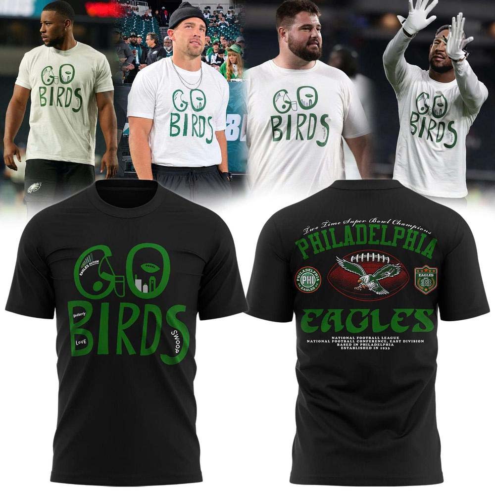 Philadelphia Eagles Go Birds 2026 Black Football Heritage Fan Graphic T Shirt