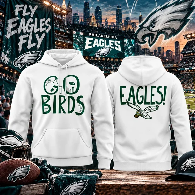 Philadelphia Eagles Go Birds 2026 Hoodie For Football Fans