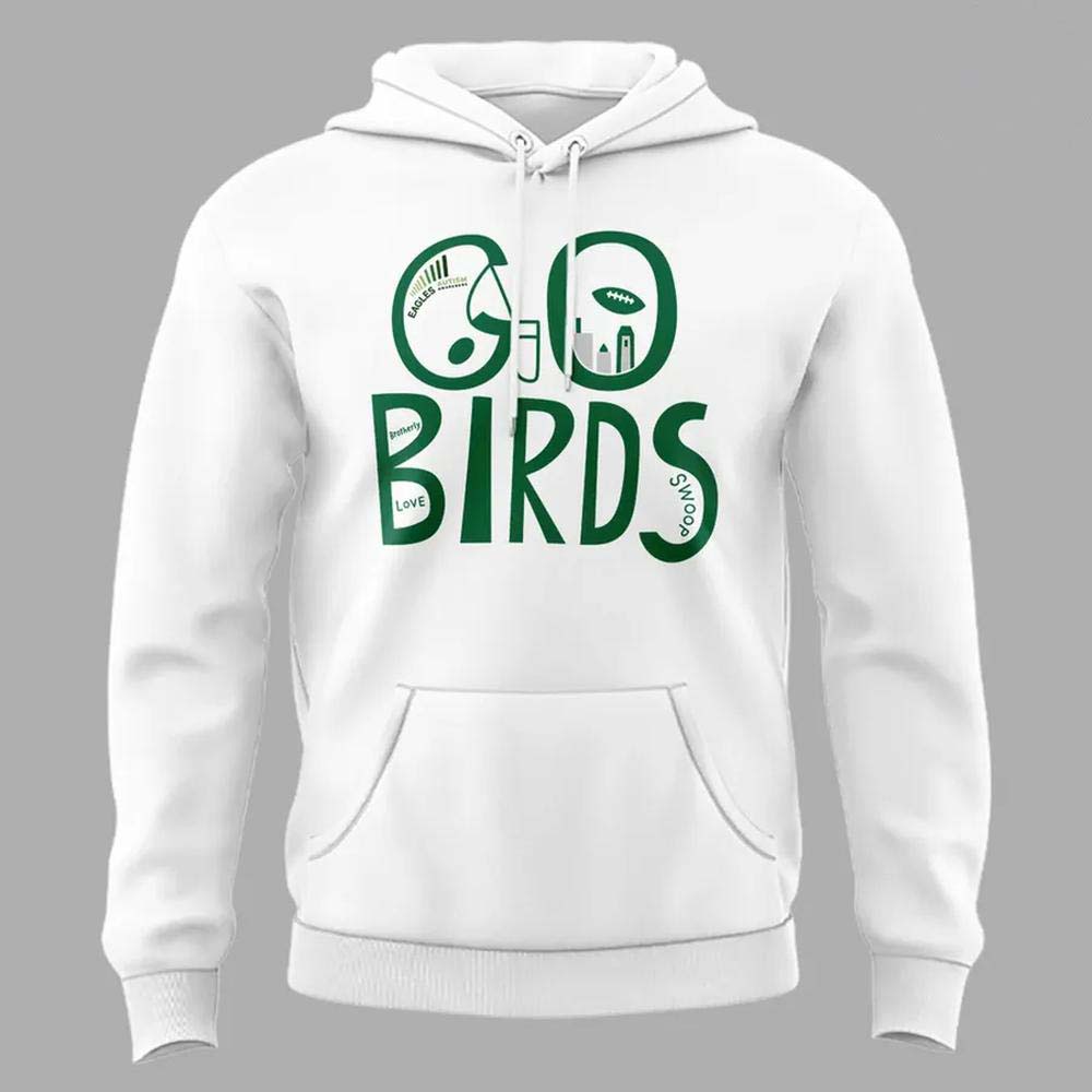 Philadelphia Eagles Go Birds 2026 White Hoodie - Image 2