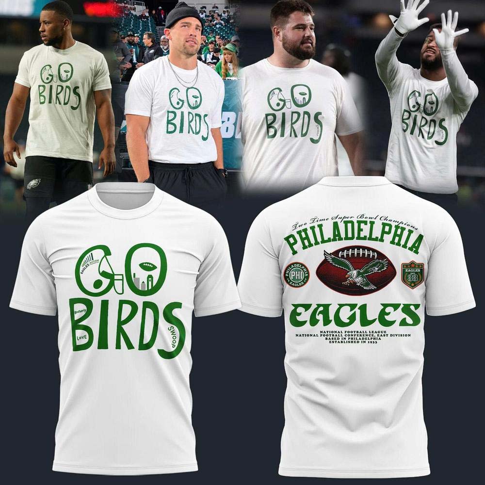 Philadelphia Eagles Go Birds 2026 White Super Bowl Champions Graphic T Shirt