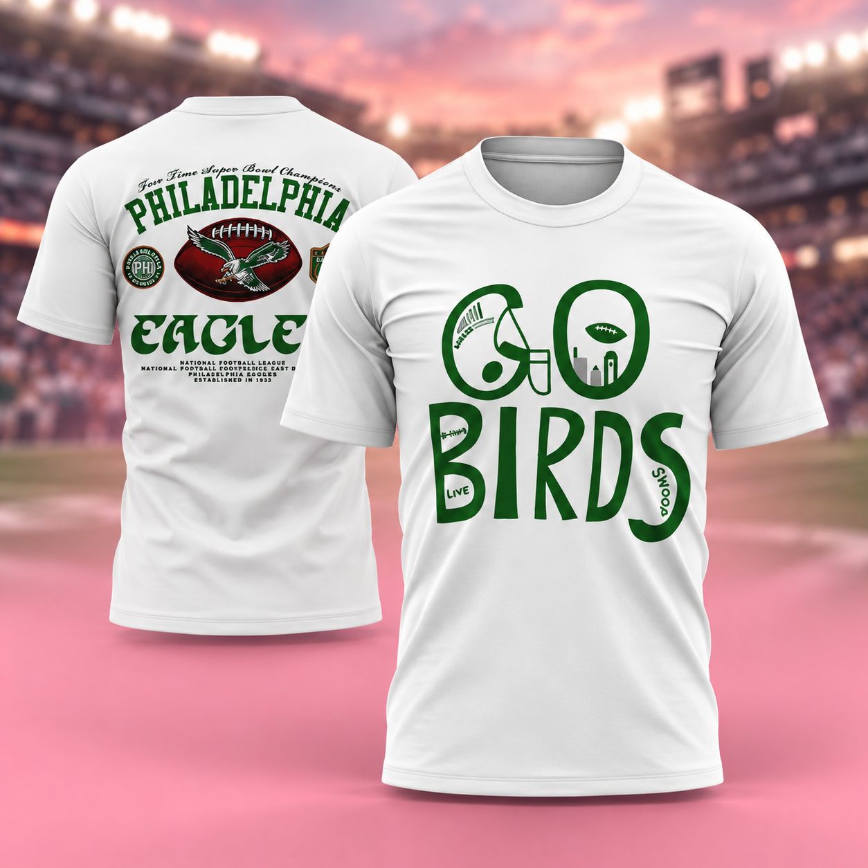 Philadelphia Eagles Go Birds 2026 White T Shirt