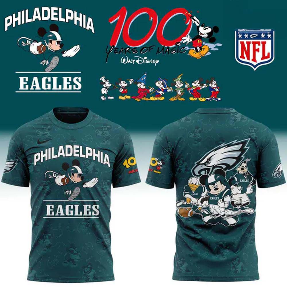 Philadelphia Eagles x Disney Mickey Mouse 100th Anniversary Short Sleeve TShirt