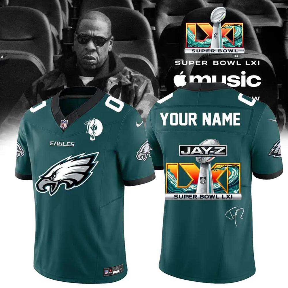 Philadelphia Eagles x JayZ Super Bowl LXI Midnight Green Custom Name Football Jersey