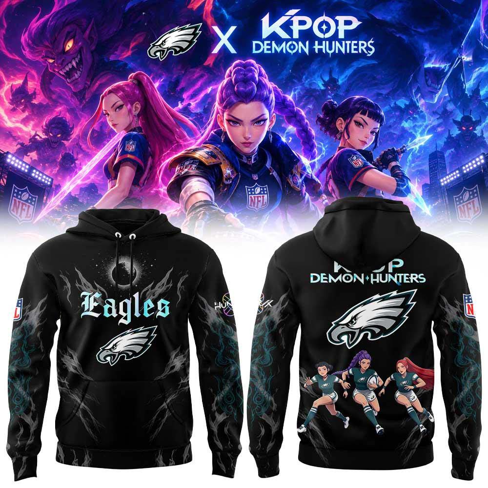 Philadelphia Eagles x KPop Demon Hunters 2026 Crossover Hoodie