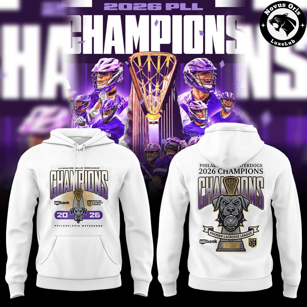 Philadelphia Waterdogs PLL 2026 Champions White Graphic Hoodie 1 - Unicasport Philadelphia Waterdogs PLL 2026 Champions White Graphic Hoodie