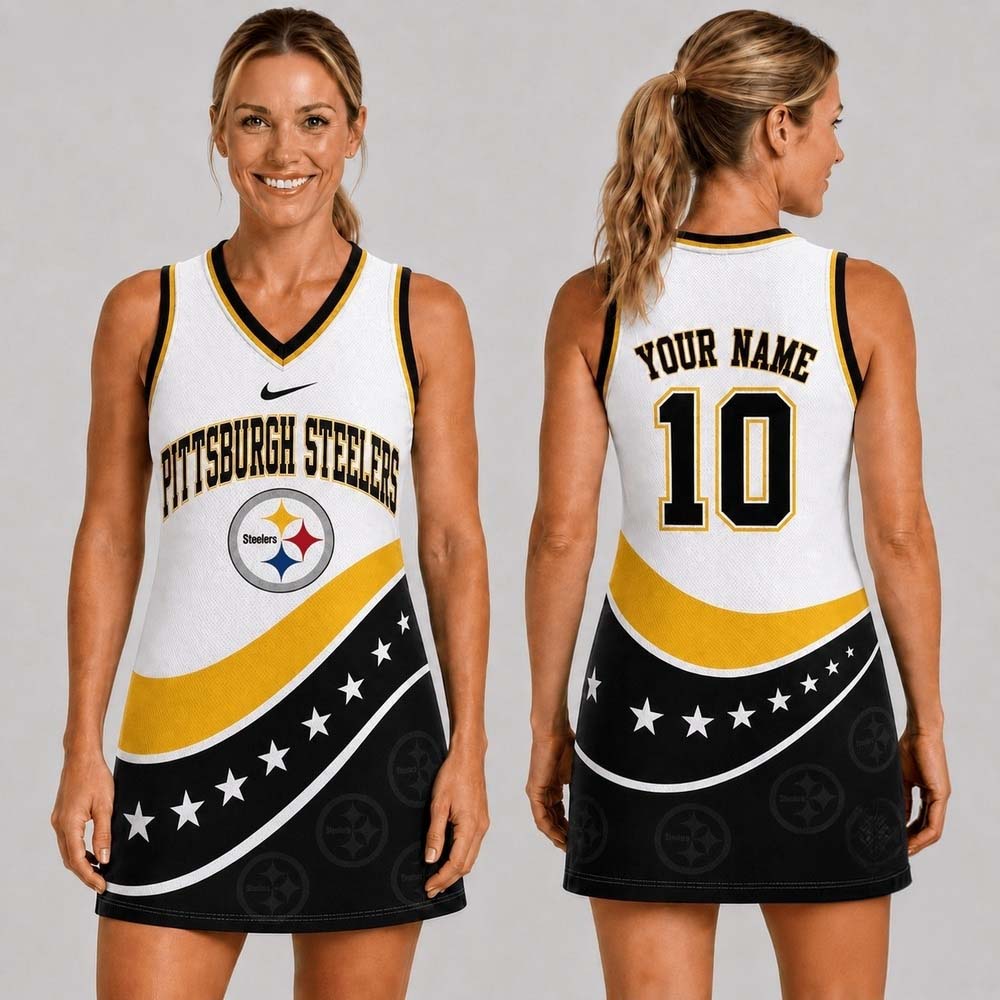 Pittsburgh Steelers Bold Team Pride Women's Jersey Dress Football Fan Collection 1 - Unicasport Pittsburgh Steelers Bold Team Pride Women's Jersey Dress Football Fan Collection