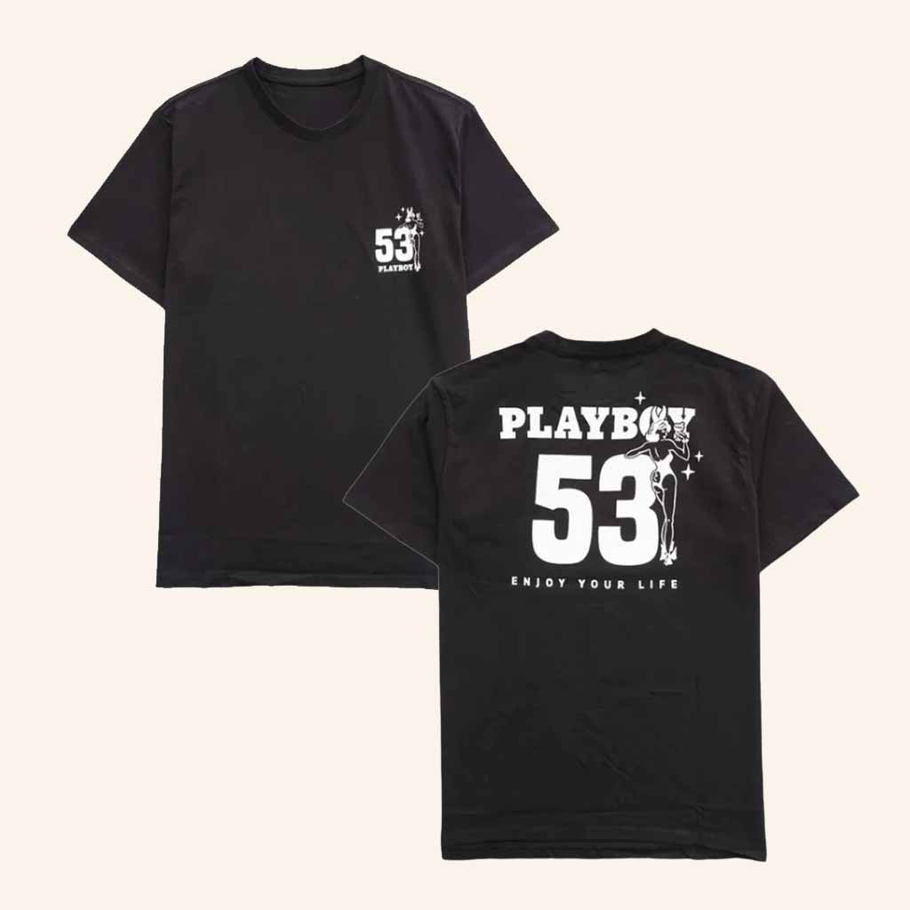 Playboy Merch Playboy 53 Enjoy Your Life Black T-Shirt Christmas Ideas For Brother
