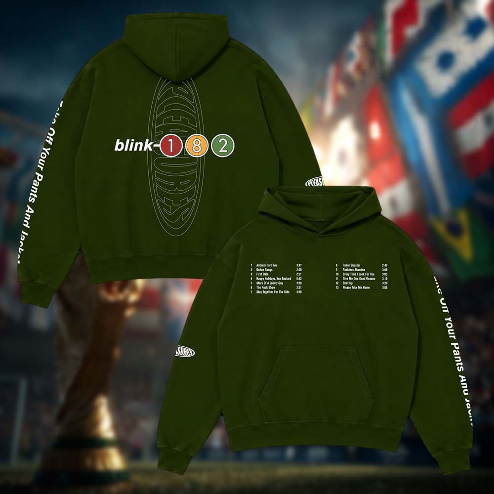 PLEASURES Blink 182 Oval Tracklist Hoodie
