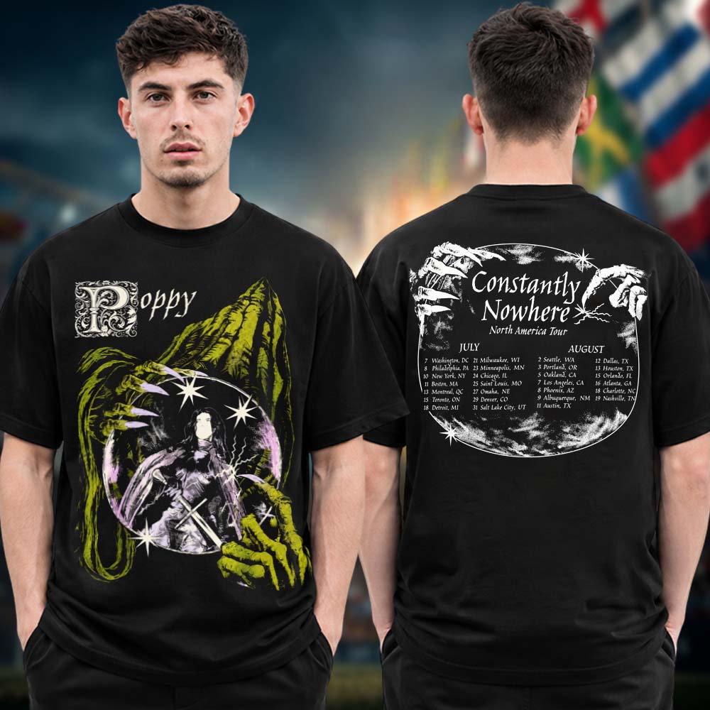 Poppy Constantly Nowhere North America Tour 2026 Gothic Witch Two Sided Tour Dates Unisex T Shirt