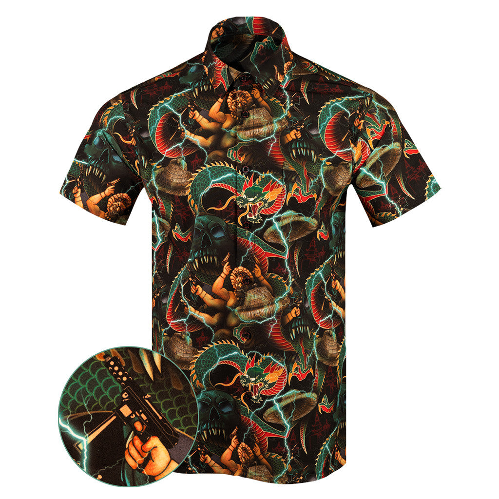Pork Chop Express Button Down Shirt Tactical Aloha Shirt Gift Ideas For Father